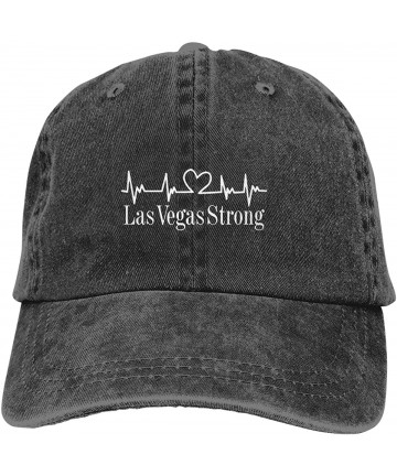 Baseball Caps Vegas Strong Heartbeat Adjustable Baseball Caps Denim Hats Cowboy Sport Outdoor - Black - CV18R5X07DA $25.94