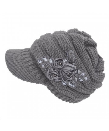 Skullies & Beanies Women Hat-Fashion Women Hats For Winter Beanies Knitted Hats Girls' Rabbit Cap (Gray) - Gray - CV186RCH66E...