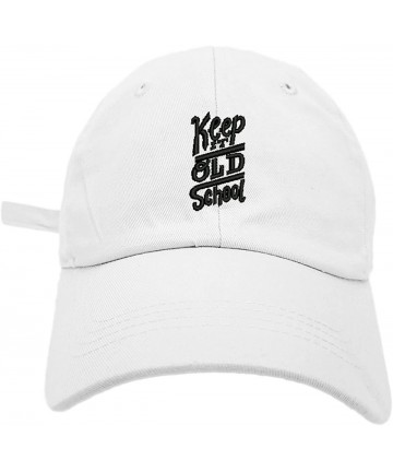 Baseball Caps Keep It Old School Logo Style Dad Hat Washed Cotton Polo Baseball Cap - White - CN187Y86IMT $23.84