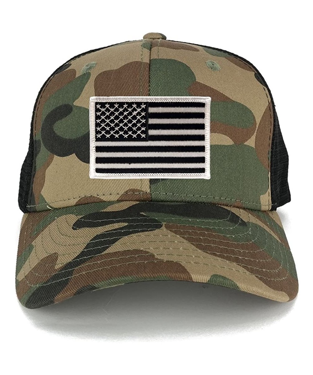 Baseball Caps US American Flag Embroidered Iron on Patch Adjustable Camo Trucker Cap - WWB - Black White Patch - CC12N34458V ...