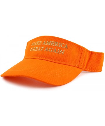 Visors Donald Trump Visor- Make America Great Again - Metallic Gold Embroidered Visor Cap - Orange - C718XQGZISL $23.77