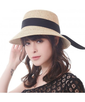 Sun Hats Womens Beach Sun Straw Hat UV UPF50 Travel Foldable Brim Summer UV Hat - CA180OQISK8 $33.48