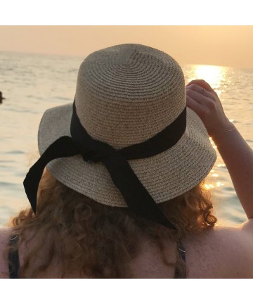 Sun Hats Womens Beach Sun Straw Hat UV UPF50 Travel Foldable Brim Summer UV Hat - CA180OQISK8 $33.48