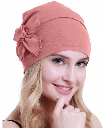 Skullies & Beanies Cotton Chemo Turbans Headwear Beanie Hat Cap for Women Cancer Patient Hairloss - Cotton Hot Pink - CG194A4...