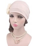 Skullies & Beanies New Women's Cotton Flower Elastic Turban Beanie Chemo Cap Hair Loss Hat - Women Chemo Cap Beige +Blue 2 - ...