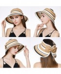 Sun Hats Womens Packable Ponytail Straw Fedora Sun Cloche Hat Summer Beach Panama 56-59cm - Beige_99055 - CW18E46D5T6 $22.55