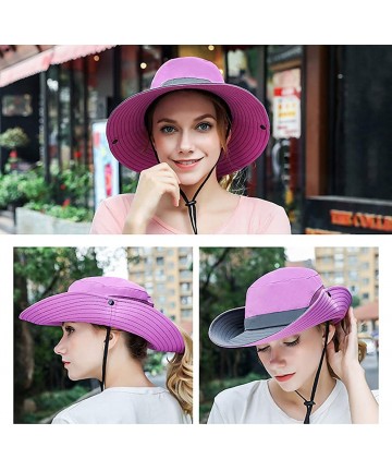Sun Hats Women's Sun Hat Outdoor Wide Brim Beach UV Protection Hats Ponytail Boonie Foldable Fishing Mesh Bucket Caps - CF18U...