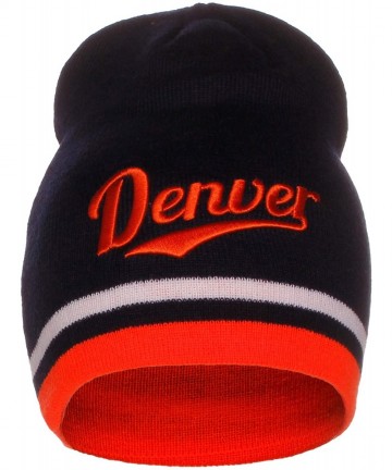 Skullies & Beanies USA Sports City State Cuffless Beanie Knit Hat Cap - Denver Navy/Orange - CP12NYFZ5BU $15.29
