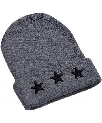 Skullies & Beanies Women's Winter Wool Cap Hip hop Knitting Skull hat - Star Gray - C412O56GKGQ $15.35