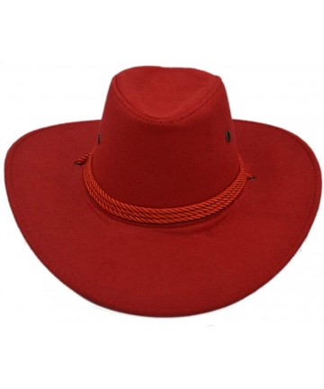 Cowboy Hats Adult Western Suede Hat Cowboy Outdoorsman Hat Travelling Summer Cap - Red - CS18D5UIWIT $22.63