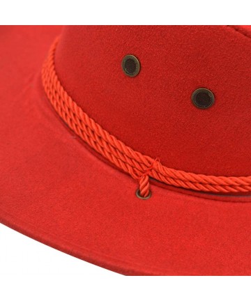 Cowboy Hats Adult Western Suede Hat Cowboy Outdoorsman Hat Travelling Summer Cap - Red - CS18D5UIWIT $22.63