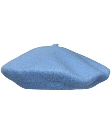 Berets Women's Wool Solid Color Classic French Beret Beanie Hat - Sky Blue - CB12LCNAMYX $14.50