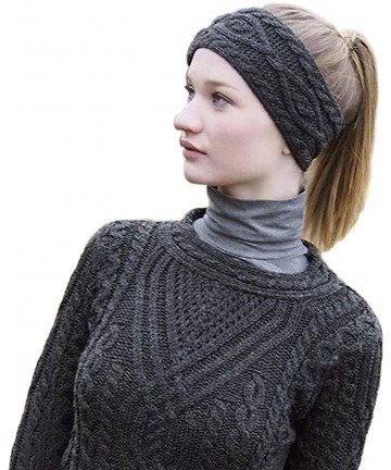 Cold Weather Headbands 100% Irish Merino Wool Ladies Stylish Aran Knit Head Band - CF11KNDTV79 $53.01
