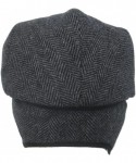 Newsboy Caps Made in USA Herringbone or Solid Ear Flap Ivy Cap Winter Hat 100% Wool - Black - CI11QCJHZT9 $75.76