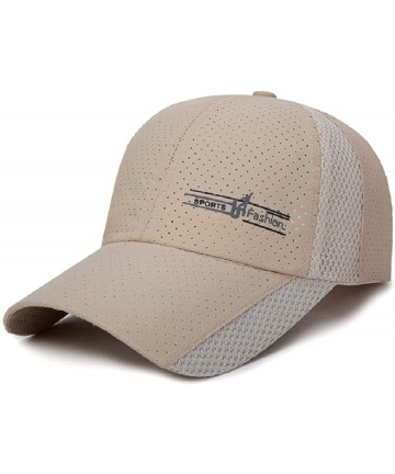 Sun Hats Mens Baseball Cap Breathable Sports Hats Quick Dry Running Hat Adjustable - Light Khaki - C818QRC5LRX $16.86