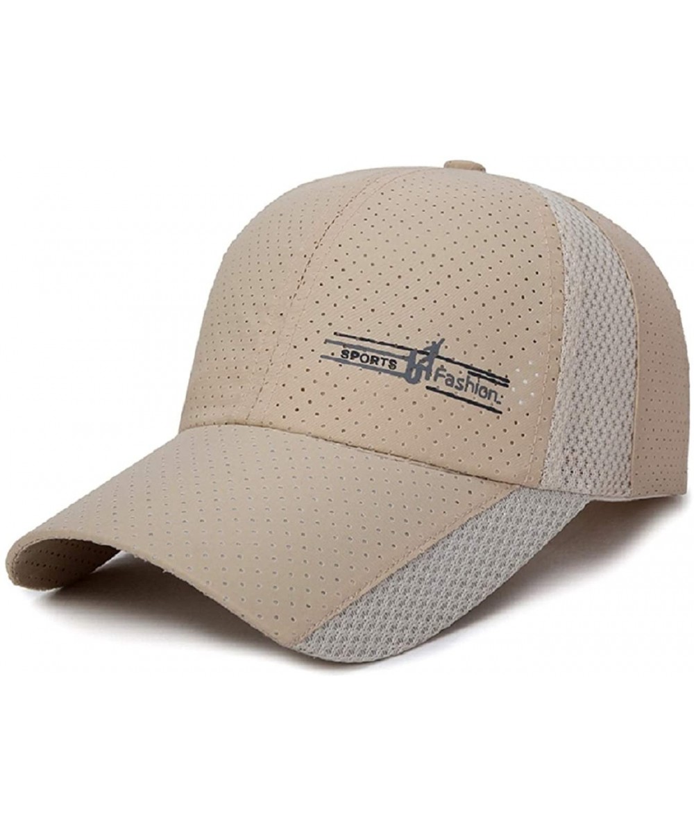 Sun Hats Mens Baseball Cap Breathable Sports Hats Quick Dry Running Hat Adjustable - Light Khaki - C818QRC5LRX $16.86