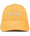 Baseball Caps EST 1960 Embroidered - 60th Birthday Gift Pigment Dyed Washed Cap - Mango - CF180QI395Z $23.62
