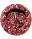 Berets Novelty Wool Beret Hat Vintage Tribal Knitted French Artist Hats Winter Thick Chunky Caps - Wine Red - CS18AEHX7XH $18.57