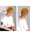 Skullies & Beanies 2PCS Swag Wool Knit Cuff Short Fisherman Beanie for Men Women- Winter Warm Hats - Set R(navy Blue+yellow) ...