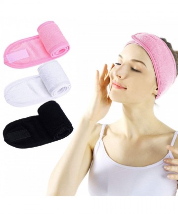 Headbands Facial Spa Headband Adjustable Stretch - Black+White+Pink - CK18M5HAZZQ $14.73
