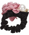 Headbands Pearls Beads Rose Flower Hair Band Rope Scrunchie Ponytail Holder - D - C818MHUEIKE $12.66