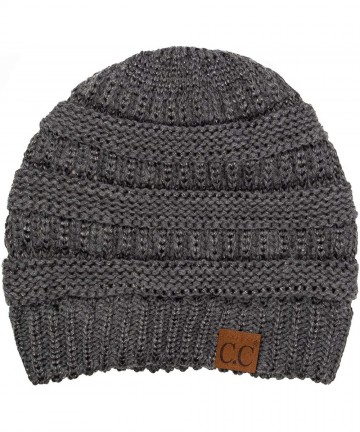 Skullies & Beanies Women's Thick Soft Knit Beanie Cap Hat - Metallic Dk Melange - CA192M5TXOQ $15.53