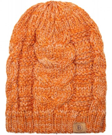 Skullies & Beanies Unisex Warm Chunky Soft Stretch Cable Knit Beanie Cap Hat - 102 Bb Mustard Yellow - CK18IR3LORA $12.64