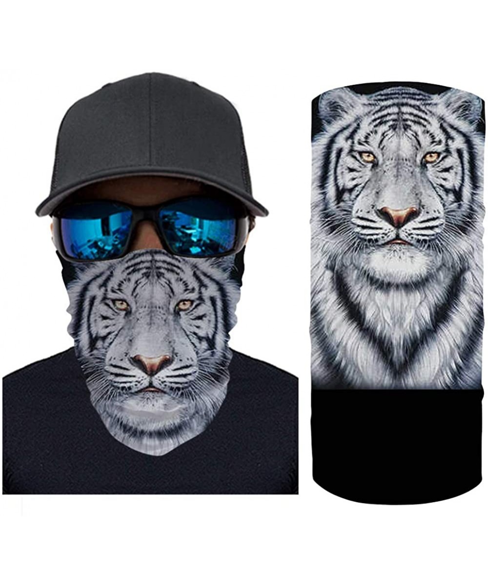 Balaclavas Cool 3D Animal Print Bandana for Men Women Neck Gaiter Scarf Dust Wind Balaclava Headband - White Tiger - C9197Y86...