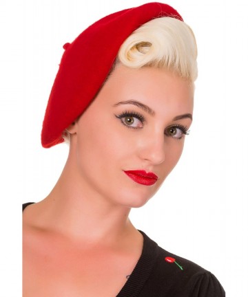 Skullies & Beanies Claire Vintage Retro Beret Hat - Red - CX12N1ESEUR $28.46