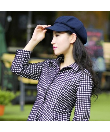 Berets Women Girls Fashion Classic Knitted Warm Peaked Beret Hat Flat Caps Black - Navy - CD12658OSY1 $12.67