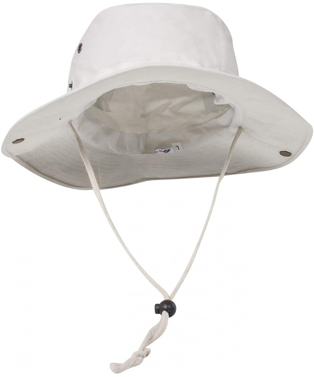 Sun Hats MG Men's Brushed Cotton Twill Aussie Side Snap Chin Cord Hat - Beige - CE11QK8O36Z $37.23