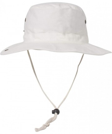 Sun Hats MG Men's Brushed Cotton Twill Aussie Side Snap Chin Cord Hat - Beige - CE11QK8O36Z $37.23