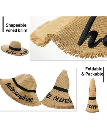 Sun Hats Floppy Straw Sun Hat UPF 50 Wide Brim Beach Summer Hats Packable - Begining Khaki00755 - CN18T337O6S $24.85