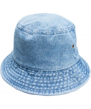 Bucket Hats 100% Cotton Packable Fishing Hunting Summer Travel Bucket Cap Hat - Denim Blue - CK18X8OG3YL $23.13
