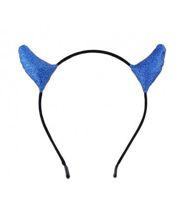 Headbands Glitter Devil Horns Headband Halloween Fancy Dress Cosplay Hairband (Blue) - Blue - CQ18X8KSOD0 $11.86