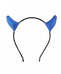 Headbands Glitter Devil Horns Headband Halloween Fancy Dress Cosplay Hairband (Blue) - Blue - CQ18X8KSOD0 $11.86