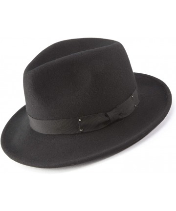 Fedoras Men's 2 1/2 Inch Wide Brim Wool Felt Fedora Hat H70 - Black - CH192E76GHC $61.37