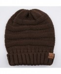 Skullies & Beanies Hatsandscarf Exclusives Unisex Beanie Oversized Slouchy Cable Knit Beanie (HAT-100) - Brown Solid - CN18I6...