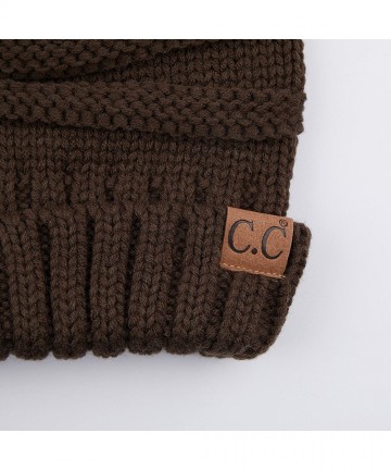 Skullies & Beanies Hatsandscarf Exclusives Unisex Beanie Oversized Slouchy Cable Knit Beanie (HAT-100) - Brown Solid - CN18I6...