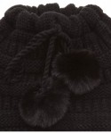 Skullies & Beanies Women's Ponytail Messy Bun Beanie Ribbed Knit Hat Cap with Adjustable Pom Pom String (2 Pack - Black & Bur...