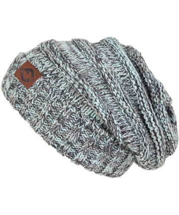 Skullies & Beanies Oversized Slouchy Warm Knit FJ Beanie - Hint of Mint - CH12MN14OD9 $29.84