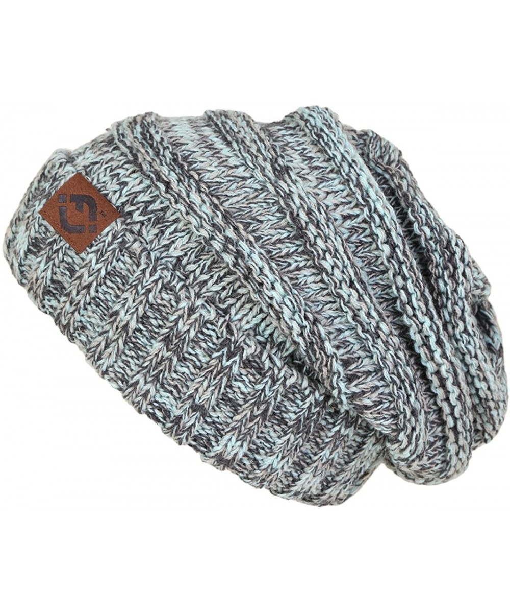 Skullies & Beanies Oversized Slouchy Warm Knit FJ Beanie - Hint of Mint - CH12MN14OD9 $23.25