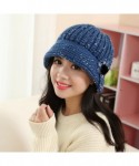 Berets Winter Beret Cap Womens Flower Knit Crochet Beanie Hat Winter Warm Cap - Blue ❤️ - C81894HW3L9 $21.85