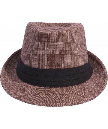 Fedoras Men's Women's Manhattan Structured Gangster Trilby Wool Fedora Hat Classic Timeless Light Weight - CH18ZQ354Y0 $27.74