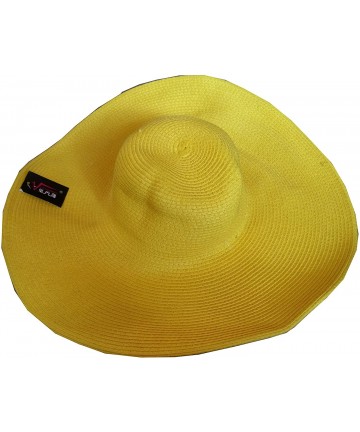 Sun Hats Women Sun Hat Brim Beach Straw Floppy Derby Cap - Sh02-yellow - CD12E4JXBLJ $25.06