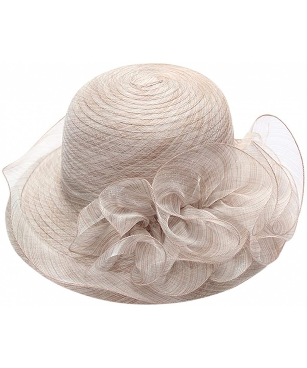 Sun Hats Women's Organza Church Kentucky Derby Fascinator Bridal Tea Party Wedding Hat - Khaki - C218SUI6W35 $17.71
