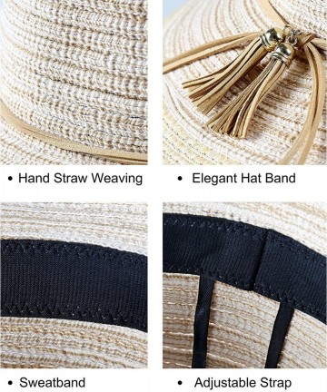 Sun Hats Women Straw Sun Hats Summer Beach Cap Foldable Floppy Packable Wide Brim Hat - Beige - C218T6SLHUQ $16.15