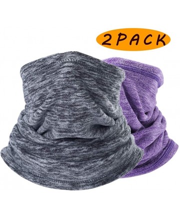 Balaclavas Neck Warmer Gaiter Fleece Ski Winter Balaclava Face Scarf Cover - 2pack(grey+purple) - CV18AE0M3OM $19.79