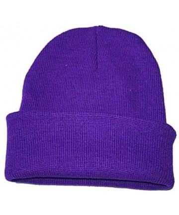 Skullies & Beanies Unisex Classic Knit Beanie Women Men Winter Leopard Hat Adult Soft & Cozy Cute Beanies Cap - Purple C - CR...