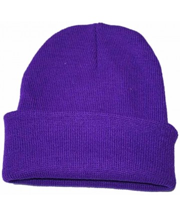 Skullies & Beanies Unisex Classic Knit Beanie Women Men Winter Leopard Hat Adult Soft & Cozy Cute Beanies Cap - Purple C - CR...